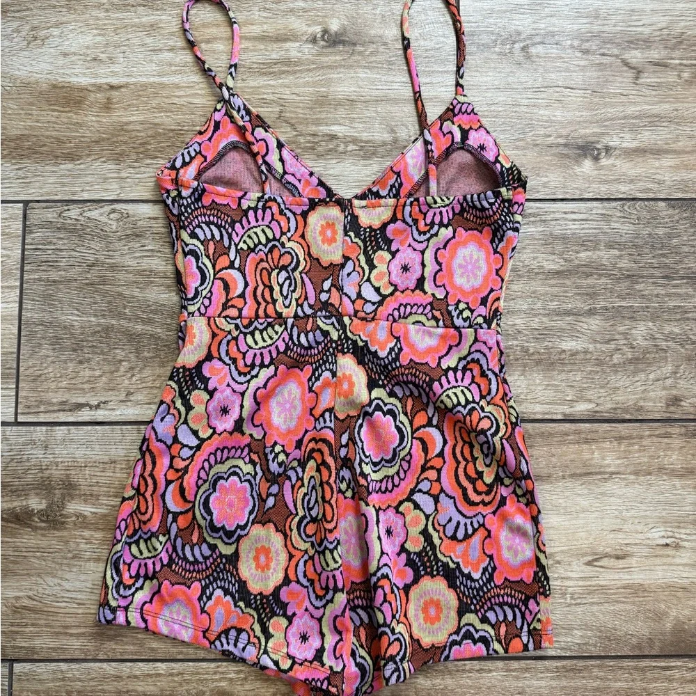 Zara Floral Print Romper Retro Size Small One piece Jumpsuit - Picture 7 of 16